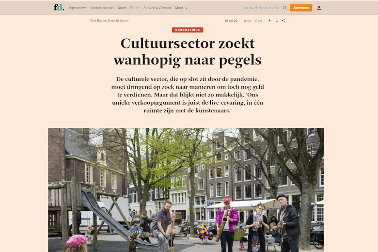 Cultuursector zoekt wanhopig naar pegels