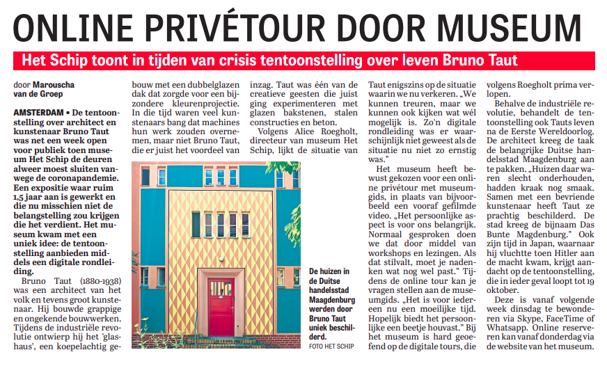 De Telegraaf Online priv tour door museum